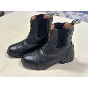 Moretta Clio Paddock Boots Kids Size 2 Leather Equestrian Riding Black Boots